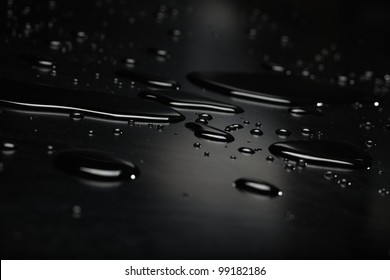 water on the black background