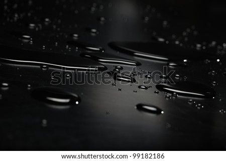 water on the black background