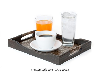 Water, Orange Juice And Coffee