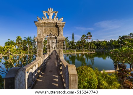 Water Palace Taman Ujung in Bali Island Indonesia - travel and architecture background