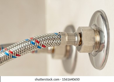 Water pipe flexible connection. Hose flexible metal braid