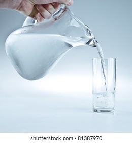 Water Pitcher Pouring A Glass Of Fresh Water