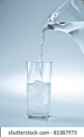 Water Pitcher Pouring A Glass Of Fresh Water