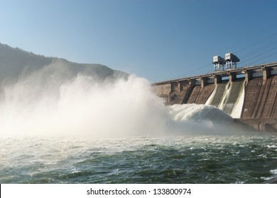 Water Plums On Hydroelectric Power Station