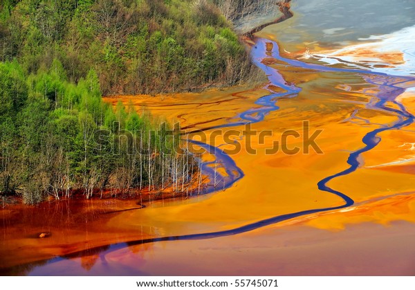 Water Pollution Copper Mine Exploitation Stock Photo (Edit Now) 55745071