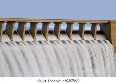 Water Pouring Through The Sleus Gates At Gariep Dam In The Eastern Cape, South Africa