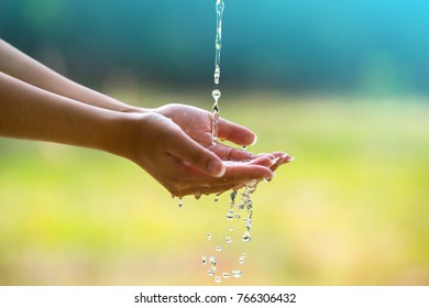 Water Pouring Woman Hand On Nature Stock Photo 766306432 | Shutterstock