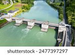 Water power plant at the river Drau in Austria. Hydro electric power production in Lavamünd, Carinthia.