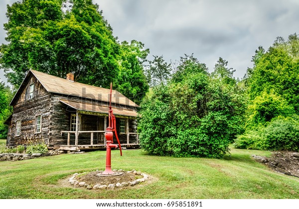 Water Pump Front Log Cabin Countryside Stock Image Download Now