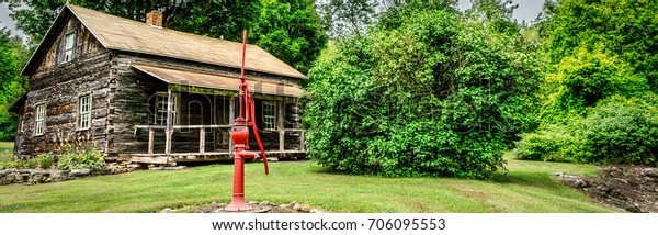 Water Pump Front Log Cabin Countryside Stock Photo Edit Now