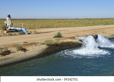 Water is pumped into California irrigation canal