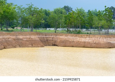 Water Reservoir For Irrigation In Agriculture. Pond For Aggregate Agriculture.