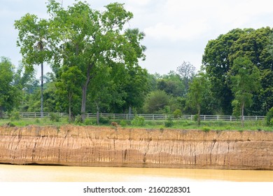 Water Reservoir For Irrigation In Agriculture. Pond For Aggregate Agriculture.