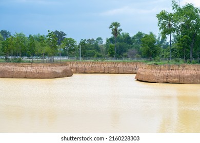 Water Reservoir For Irrigation In Agriculture. Pond For Aggregate Agriculture.