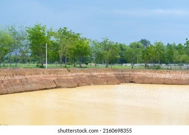 Water Reservoir For Irrigation In Agriculture. Pond For Aggregate Agriculture.