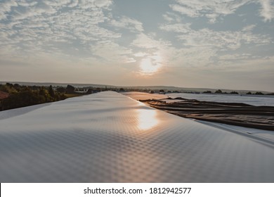 Water Resistant Tpo Membrane Positioned On The Roof. PVC And Rubber Membrane