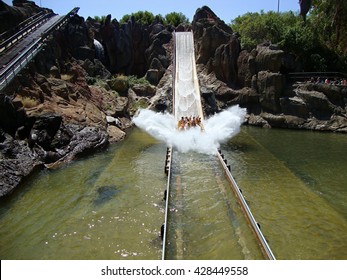 Water Ride At The Amusement Park Port Aventura                               