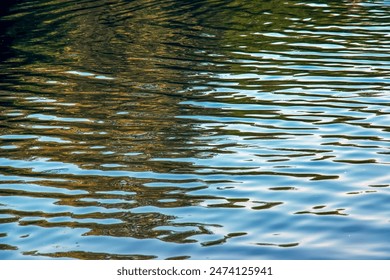 Water ripple texture background. Wavy water surface during sunset, golden light reflecting in the water. - Powered by Shutterstock