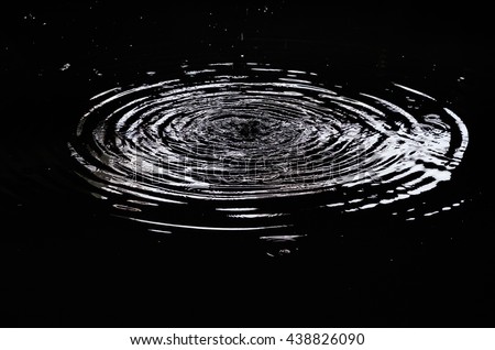 Water ripples from a drop of water in the dark.