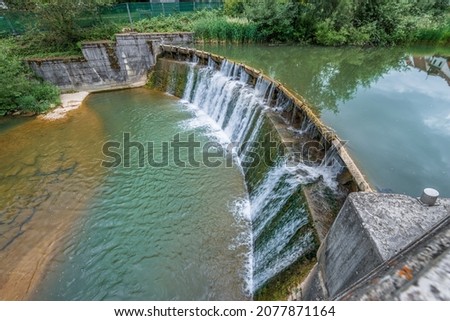 Water River Barrage at Zollernschloss Castle in Balingen, Germany