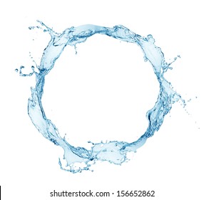 Water Round Splashing Isolated On White