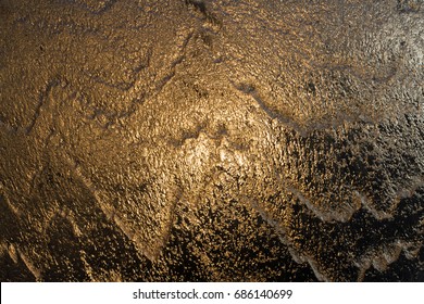 Water Running Down A Glass Wall, Back Lighted