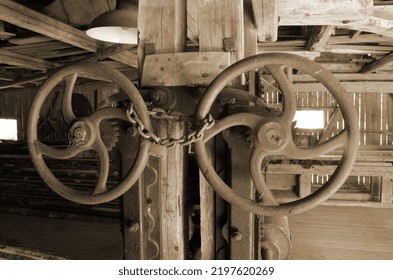 Water Sawmill. Norway.Monochrome Sepia Image