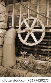 Water Sawmill. Norway.Monochrome Sepia Image