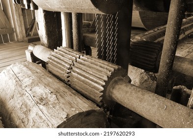 Water Sawmill. Norway.Monochrome Sepia Image