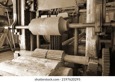 Water Sawmill. Norway.Monochrome Sepia Image