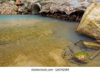 Water Sewer Pipe With Running Flow