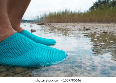 blue beach shoes