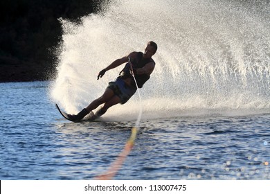 water ski rooster tail on river
