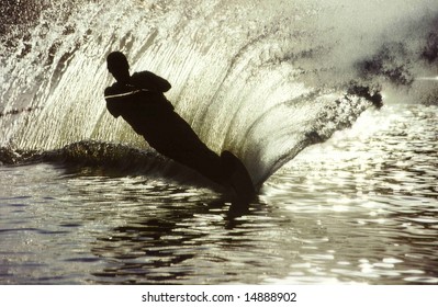 Water ski silhouette