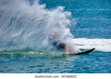 Water Skier, In The Waterskiing Trick Event In Action During The Men