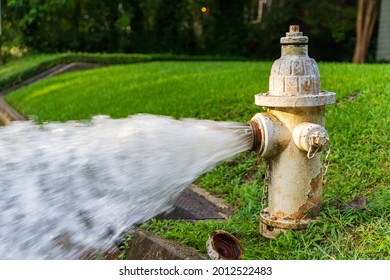 Water Spewing Out Of Open Fire Hydrant