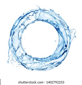 Water splash in circle. Round water shape isolated on white background
