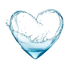 Water Splash Forming A Heart Shape Isolated On White Background