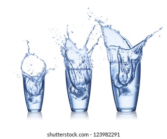 Water Splash In Glasses Isolated On White