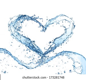 Water Splash Heart Isolated On White Background