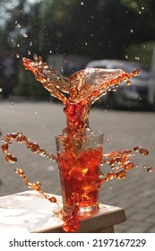 Water Splash Of Iced Sweet Tea.