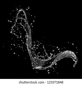  Water splash isolated on black background