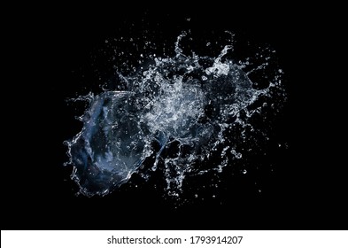 Water Splash Isolated On Black Background