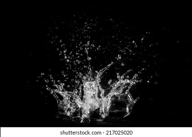 Water Splash Isolated On Black Background