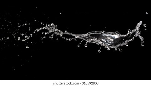 Water Splash Isolated On Black Background