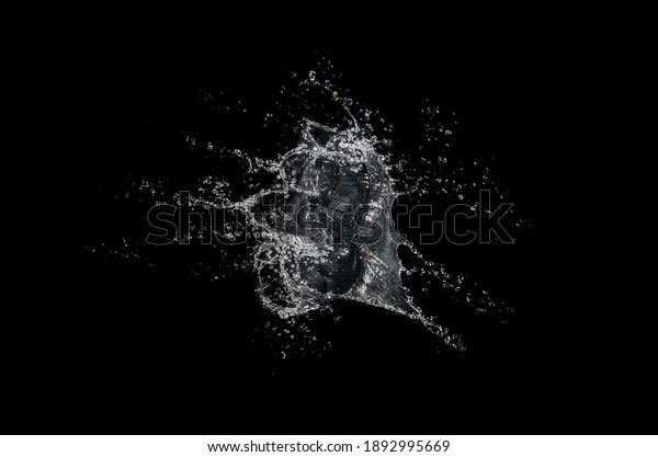 Water Splash Isolated On Black Background Foto Stock 1892995669