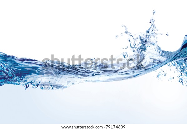 Water splash\
isolated on white. Close up of splash of water forming flower\
shape, isolated on white\
background.
