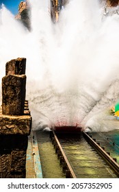 Water Splash In The Log Flume