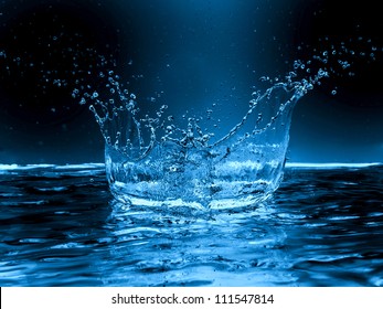 Water Splash On Black Background