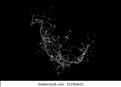 Water Splash Splash Isolated On Black Stock Illustration 1856675158 ...